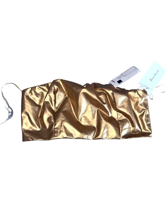 Rose Velvet Tops - Rose Velvet Metallic Gold Strapless Crop Top Small New With Tags